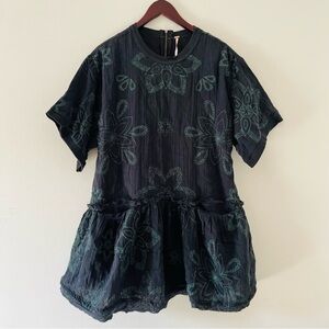 Free People Picking Petals Slouchy Drop Waist Embroidered Tunic Dress NWT Small